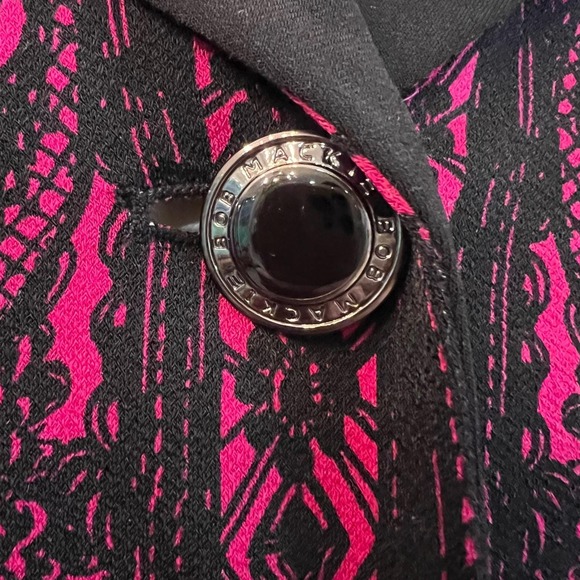 Bob Mackie Wearable Art Lace Print Blazer Jacket Pink Black Statement Jacket L - Picture 3 of 10